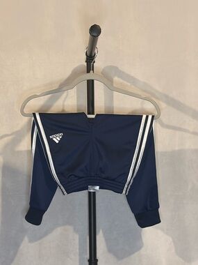 Adidas Kids Navy Track Pants with White Side Stripes Size 5